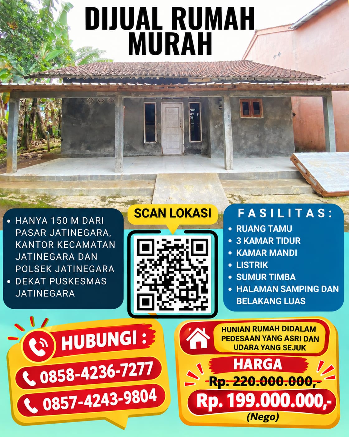 DIJUAL CEPAT TANAH DAN RUMAH TINGGAL DI JATINEGARA